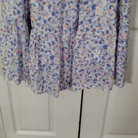 Print ruffle sleeve sun Dress smocked top Tier dress Size 14 Nanette lepore - Picture 5 of 8